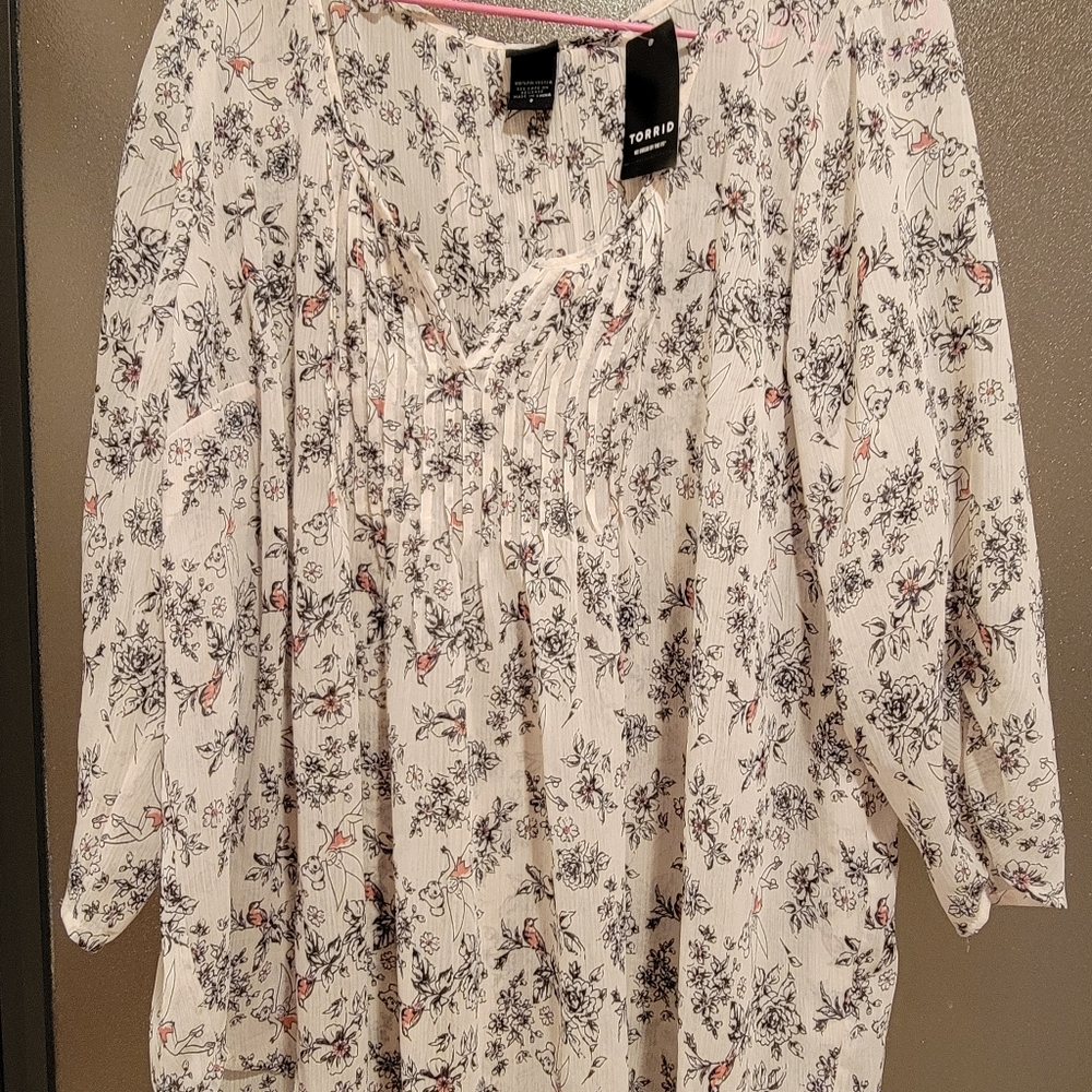 NWT Torrid Disney Tinkerbell Sheer Blouse 2x